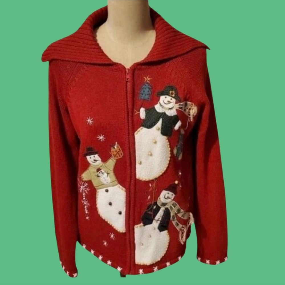 Ugly Christmas sweater Snowman Red size small